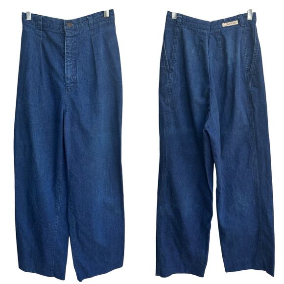 Calvin Klein Vintage 1980s Denim Trousers High Waist Pleated Straight Leg Jeans - Picture 1 of 8